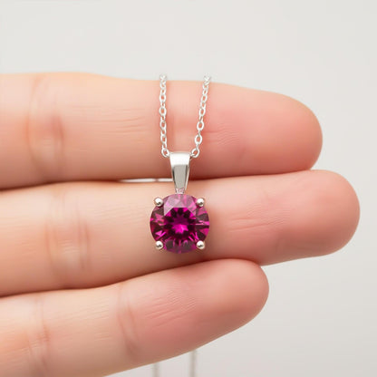 Silver Round Cut Pink Ruby Sterling Silver Pendant