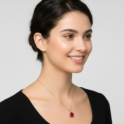 Silver Solitaire Red Ruby Pendant