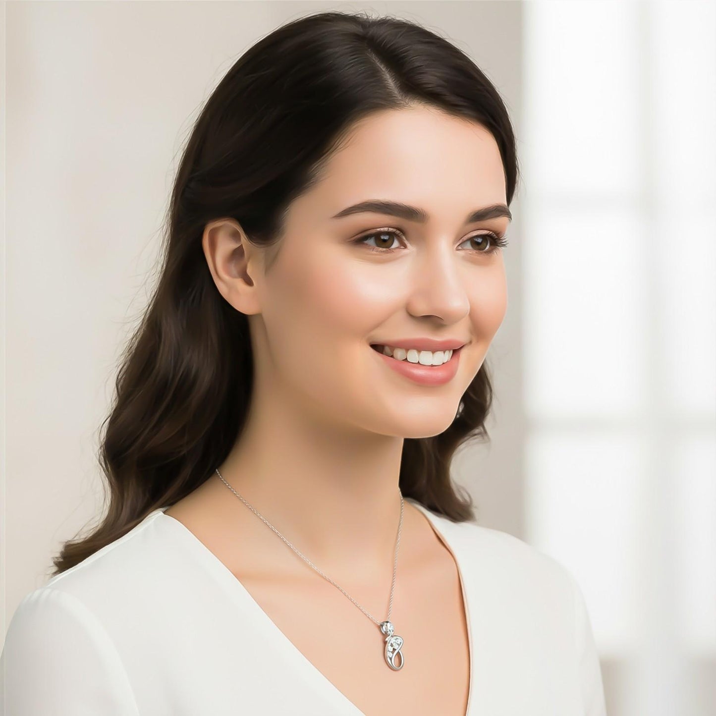 Silver Elite Infinity Solitaire Pendant