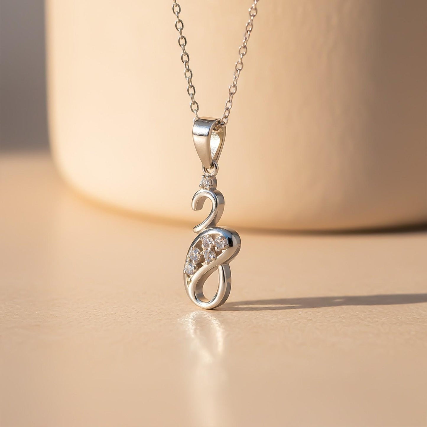 Silver Elite Infinity Solitaire Pendant