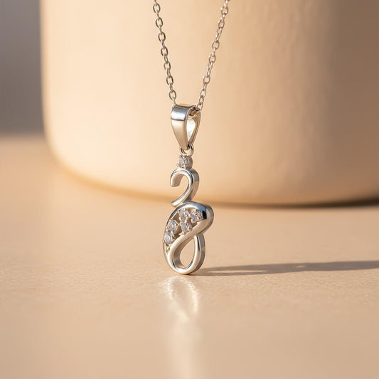 Silver Elite Infinity Solitaire Pendant