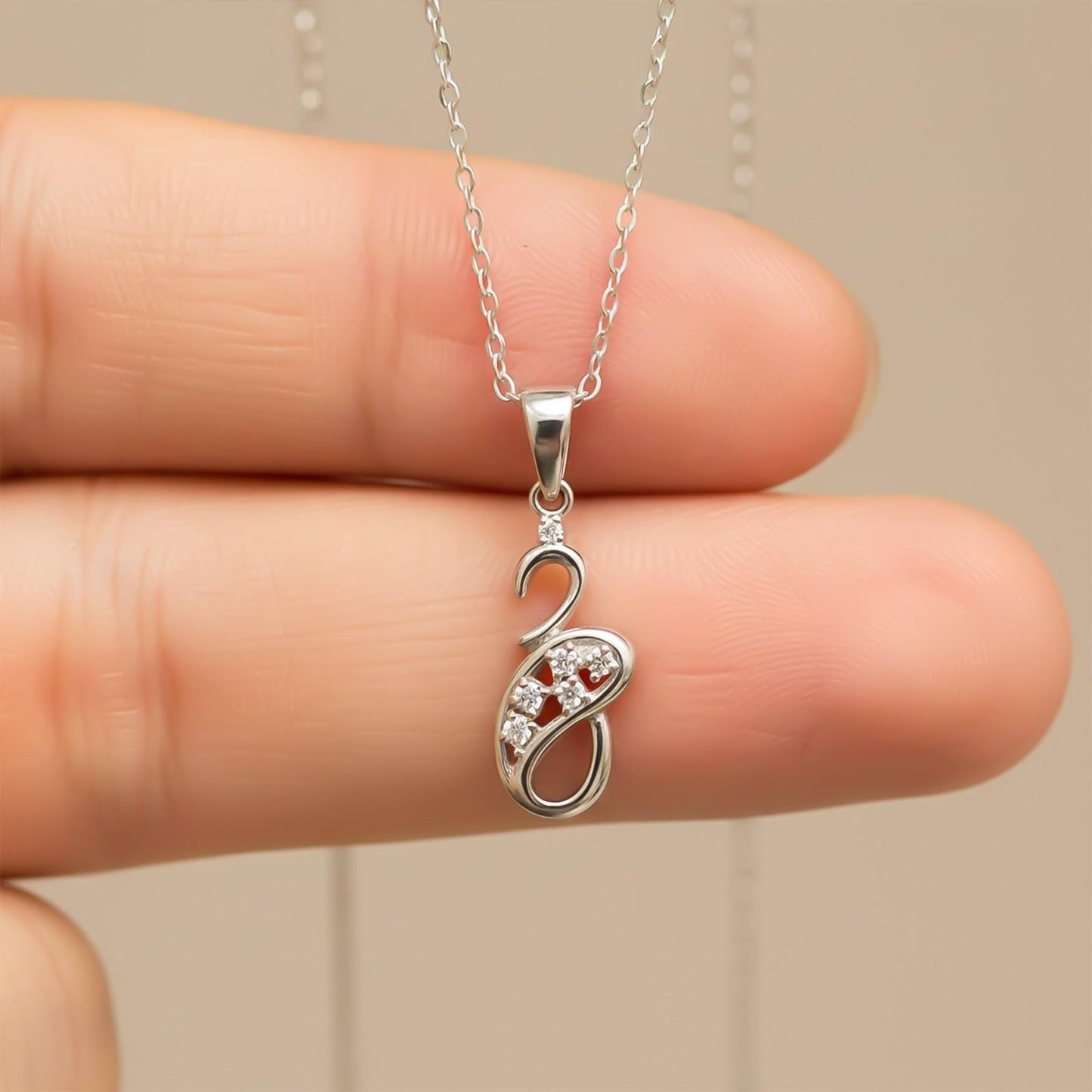 Silver Elite Infinity Solitaire Pendant