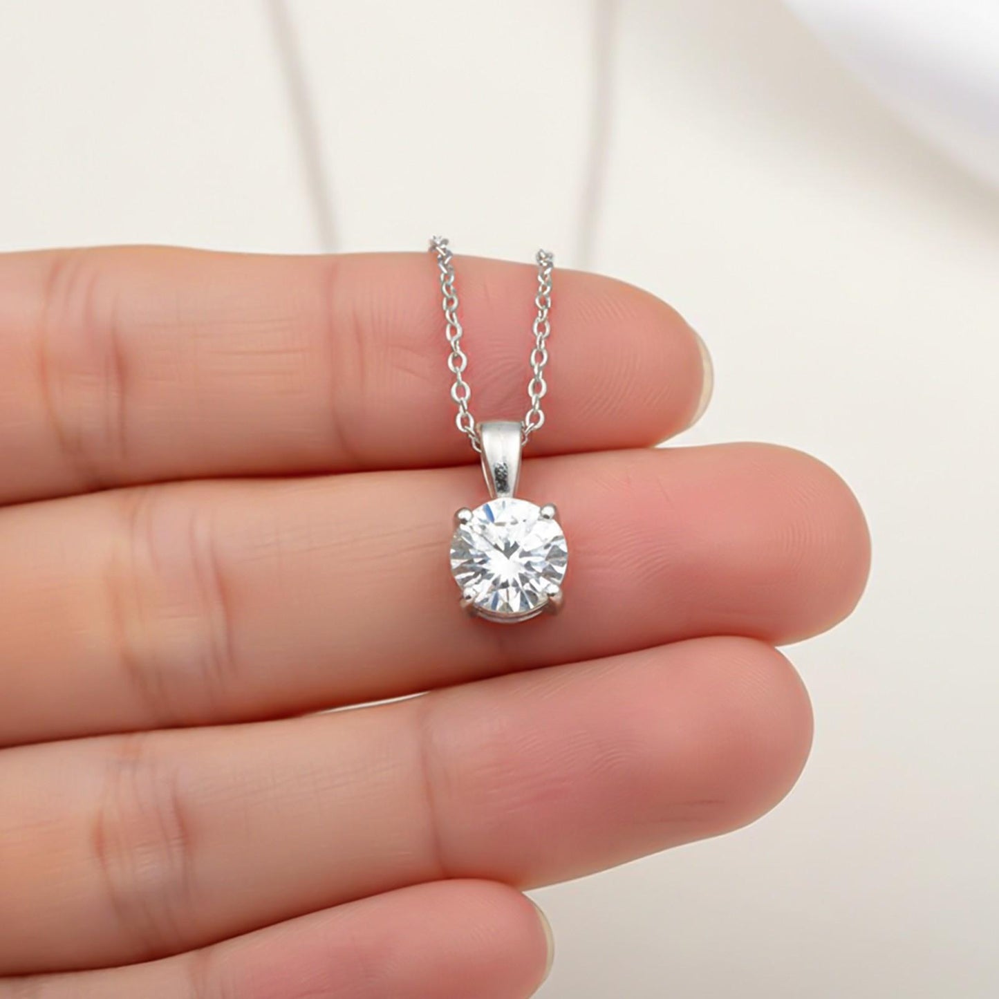 Sterling Silver Classic Cz Pendant For Gift