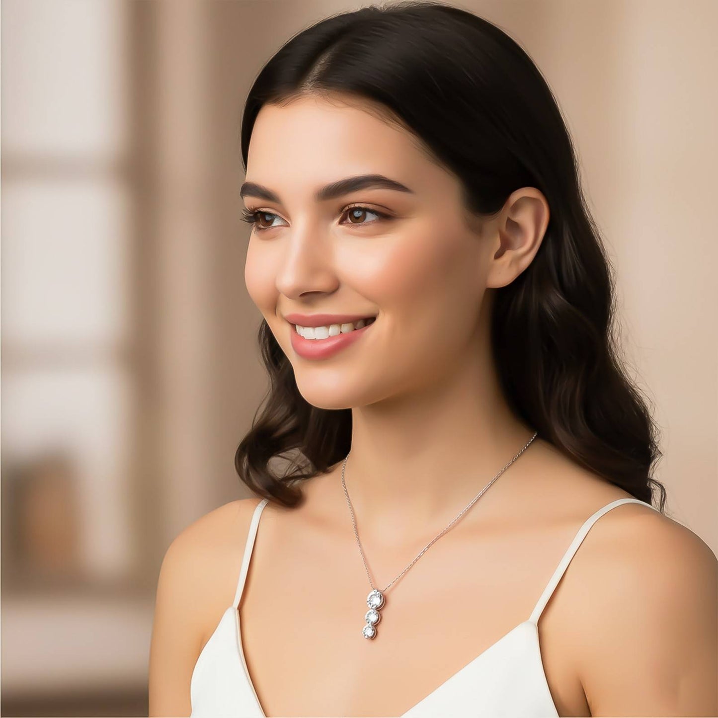 Sterling Silver Elegant Diamond Pendant