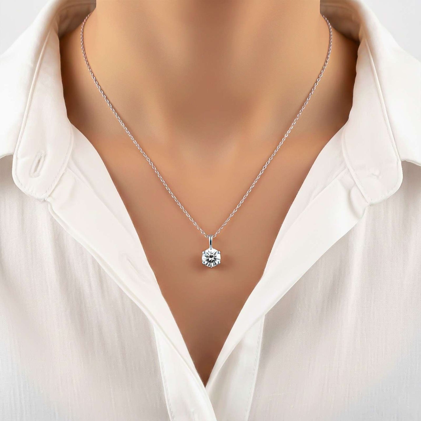 Silver Round CZ Solitaire Pendant