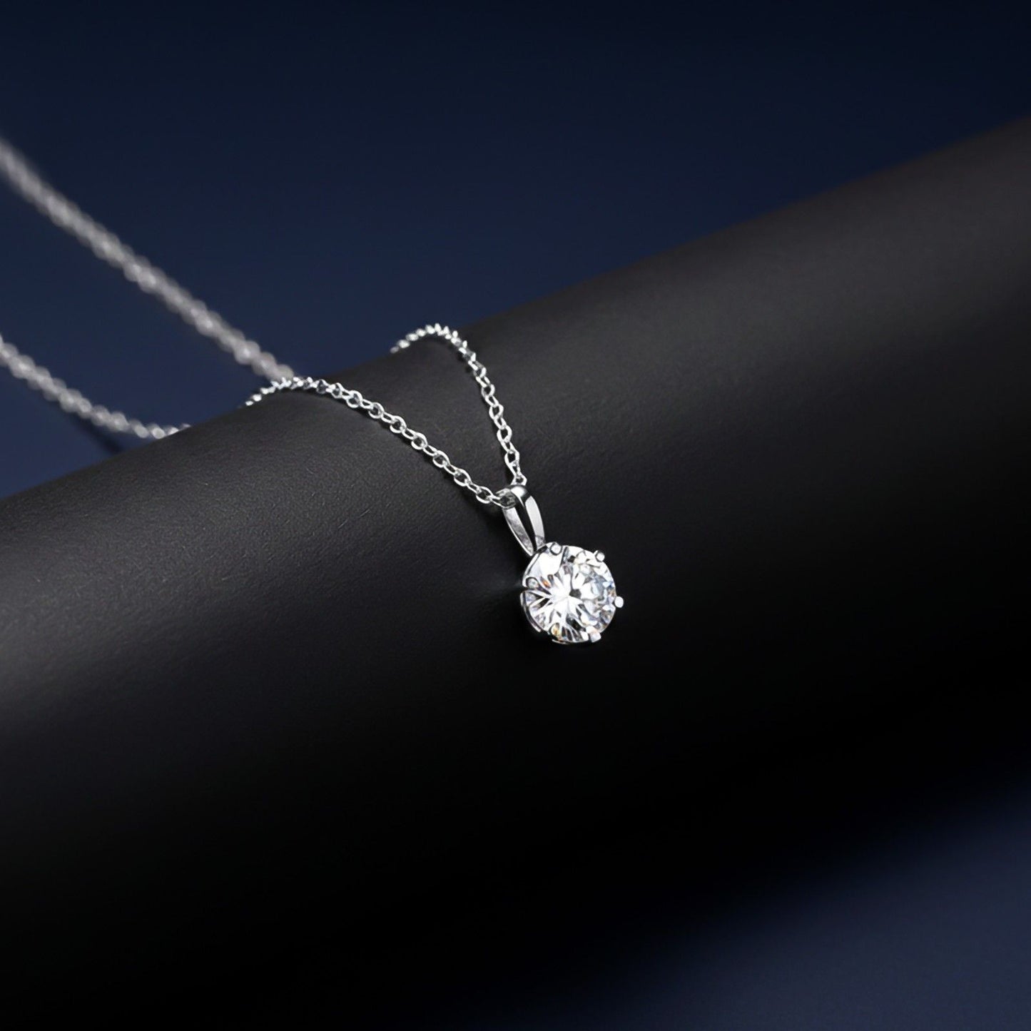 Silver Round CZ Solitaire Pendant