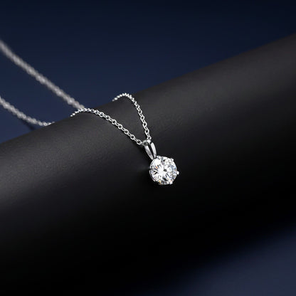 Silver Round CZ Solitaire Pendant