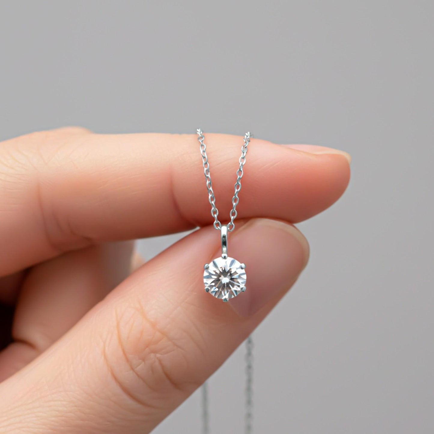 Silver Round CZ Solitaire Pendant