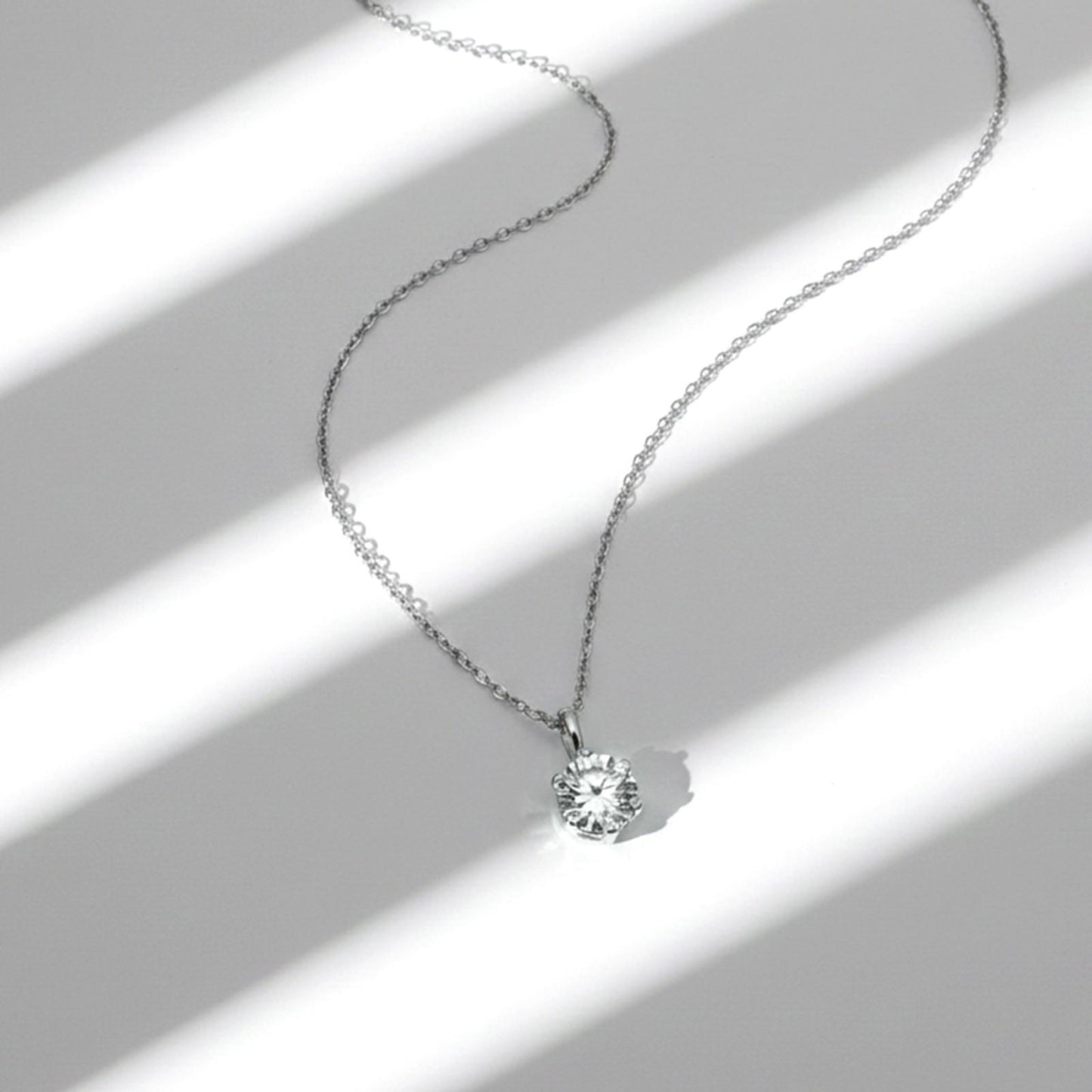 Silver Round CZ Solitaire Pendant