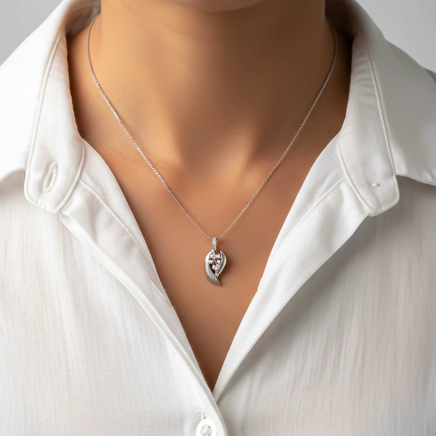 Swiss Stone Leaf Design Pendant
