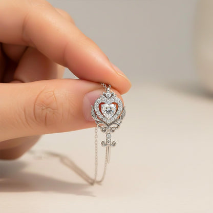 Silver Round Heart Weapon Pendant