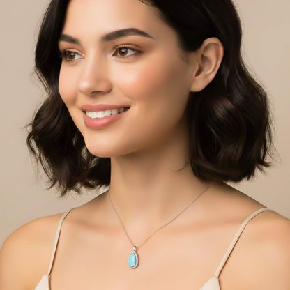 Sterling Silver White Opal Teardrop Pendant