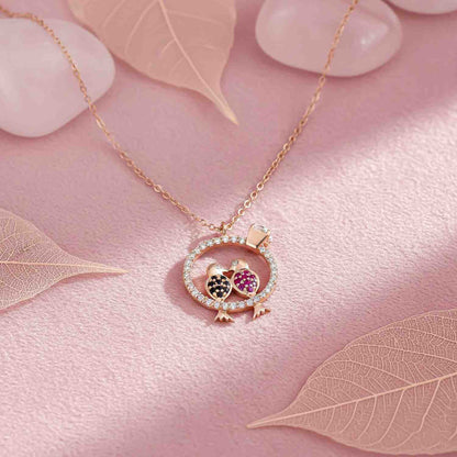 Rose Gold Love Birds Couple Gift Necklace