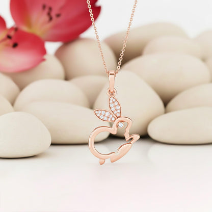 Rose Gold Rabbit Animal Silver Plated Pendant