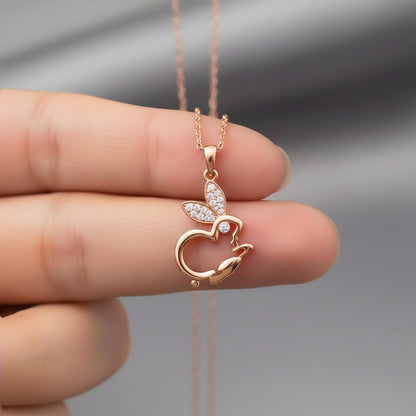 Rose Gold Rabbit Animal Silver Plated Pendant