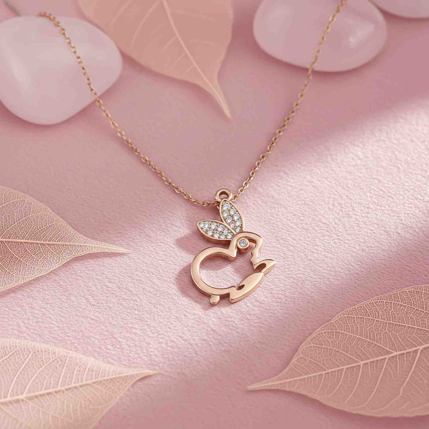 Rose Gold Rabbit Animal Silver Plated Pendant