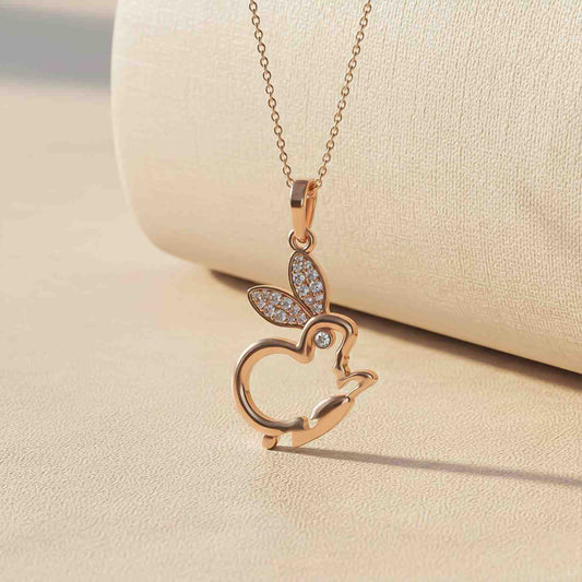Rose Gold Rabbit Animal Silver Plated Pendant