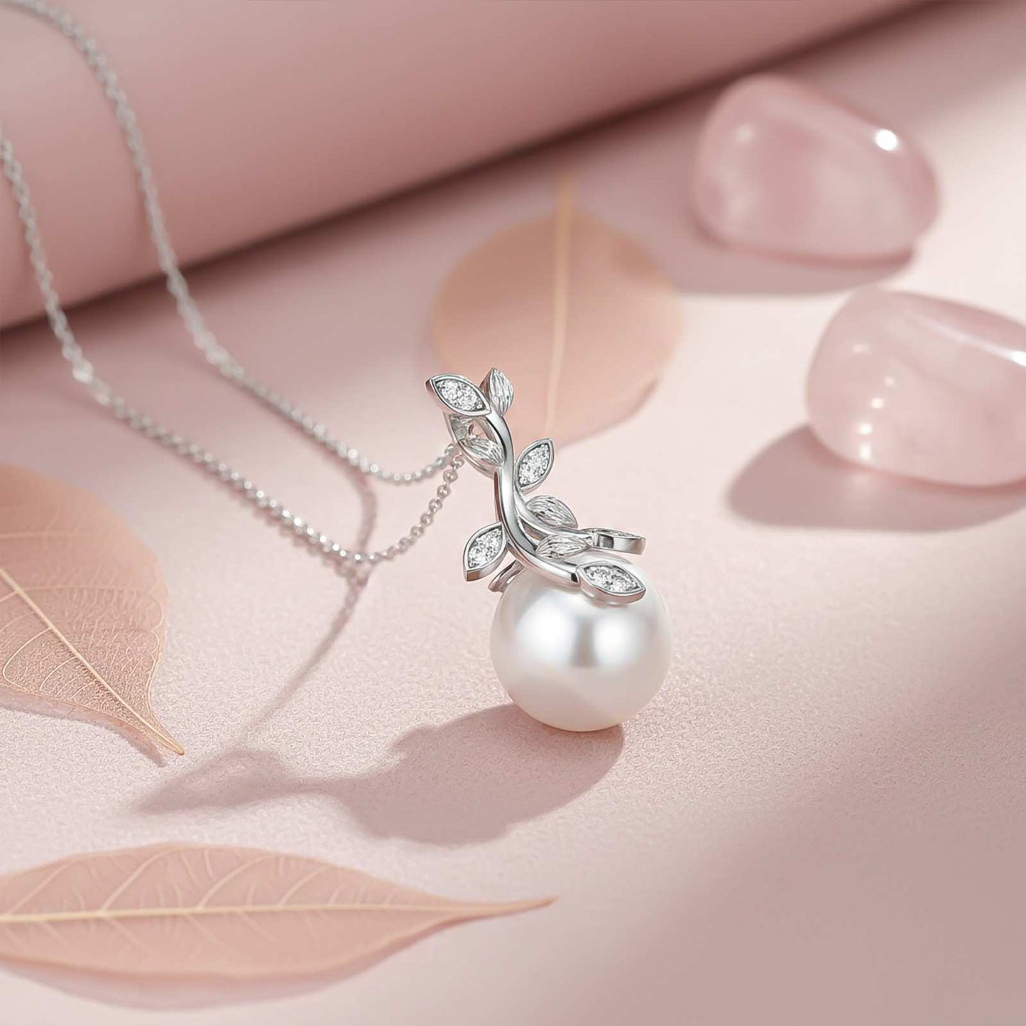 Silver Freshwater Cultured Pearl and Diamond Drop Pendant