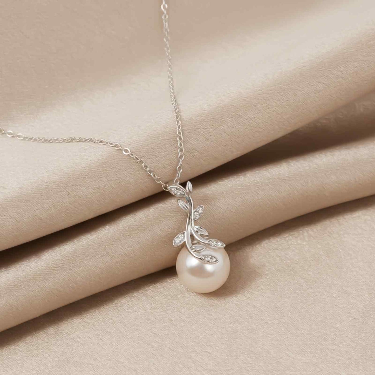 Silver Freshwater Cultured Pearl and Diamond Drop Pendant
