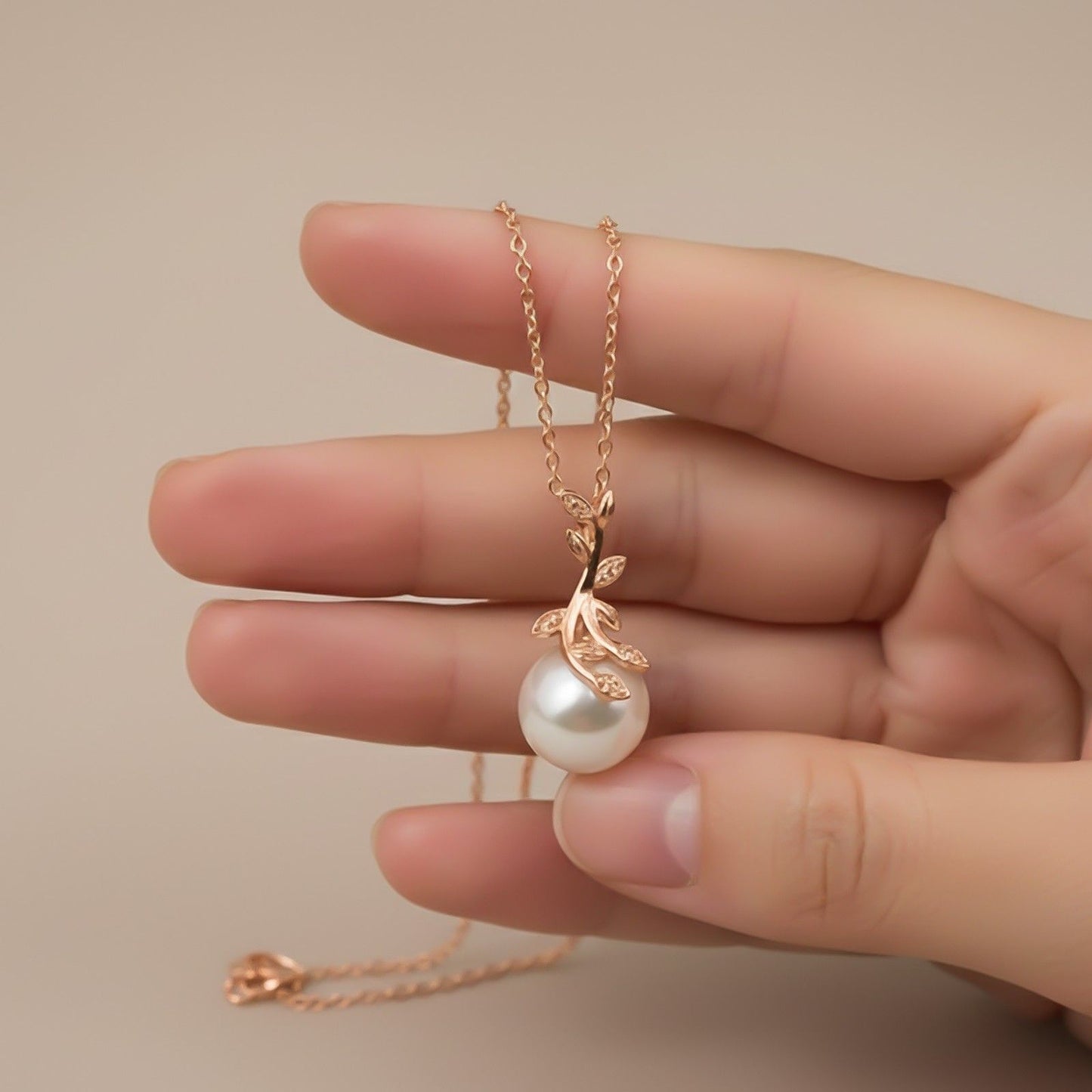 Rose Gold Freshwater Cultured Pearl and Diamond Drop Pendant