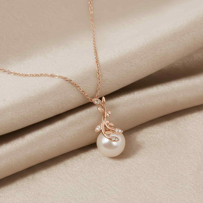 Rose Gold Freshwater Cultured Pearl and Diamond Drop Pendant
