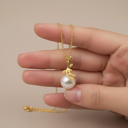 Golden Freshwater Cultured Pearl and Diamond Drop Pendant