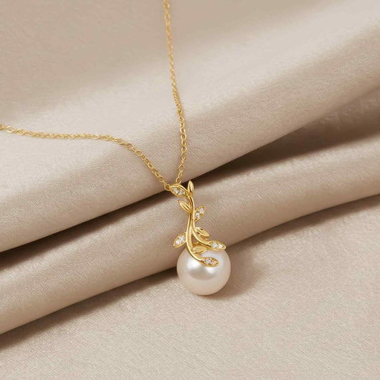 Golden Freshwater Cultured Pearl and Diamond Drop Pendant