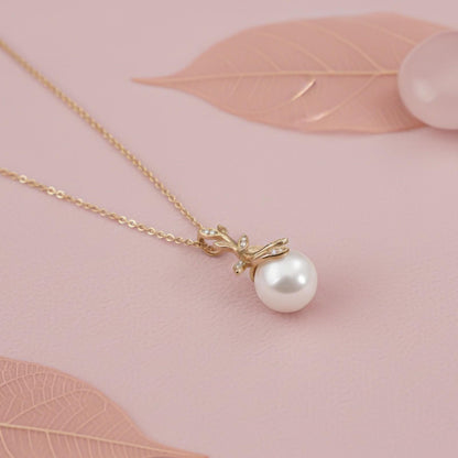 Golden Freshwater Cultured Pearl and Diamond Drop Pendant