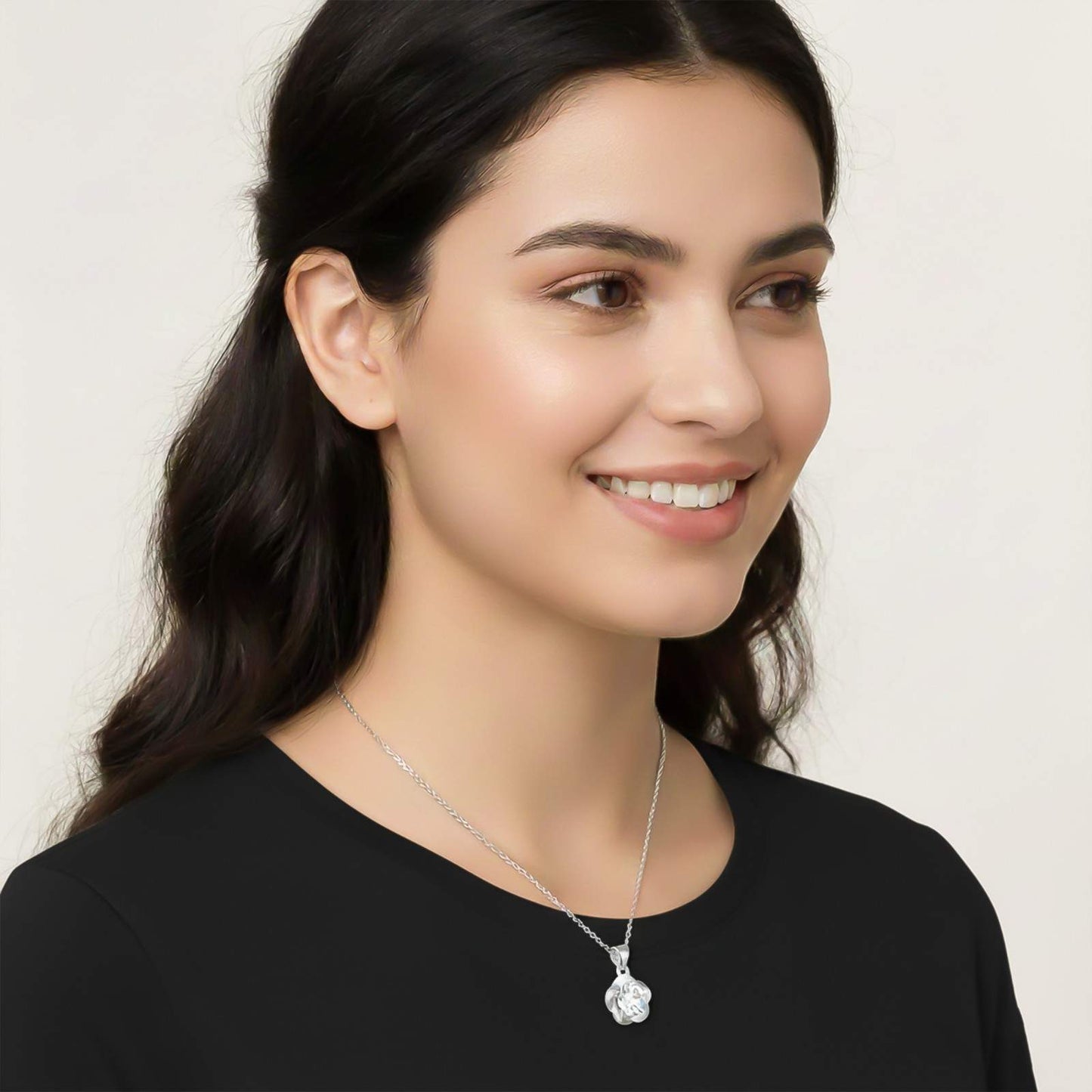 Silver Floral Flower Solitaire Pendant