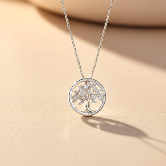 Silver Tree Circle Pendant