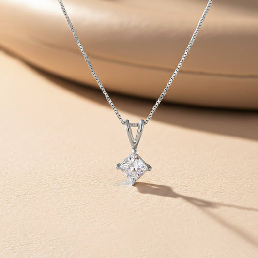 Silver Princess Classic Solitaire Pendant