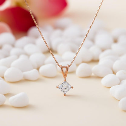 Rose Gold Princess Classic Solitaire Pendant