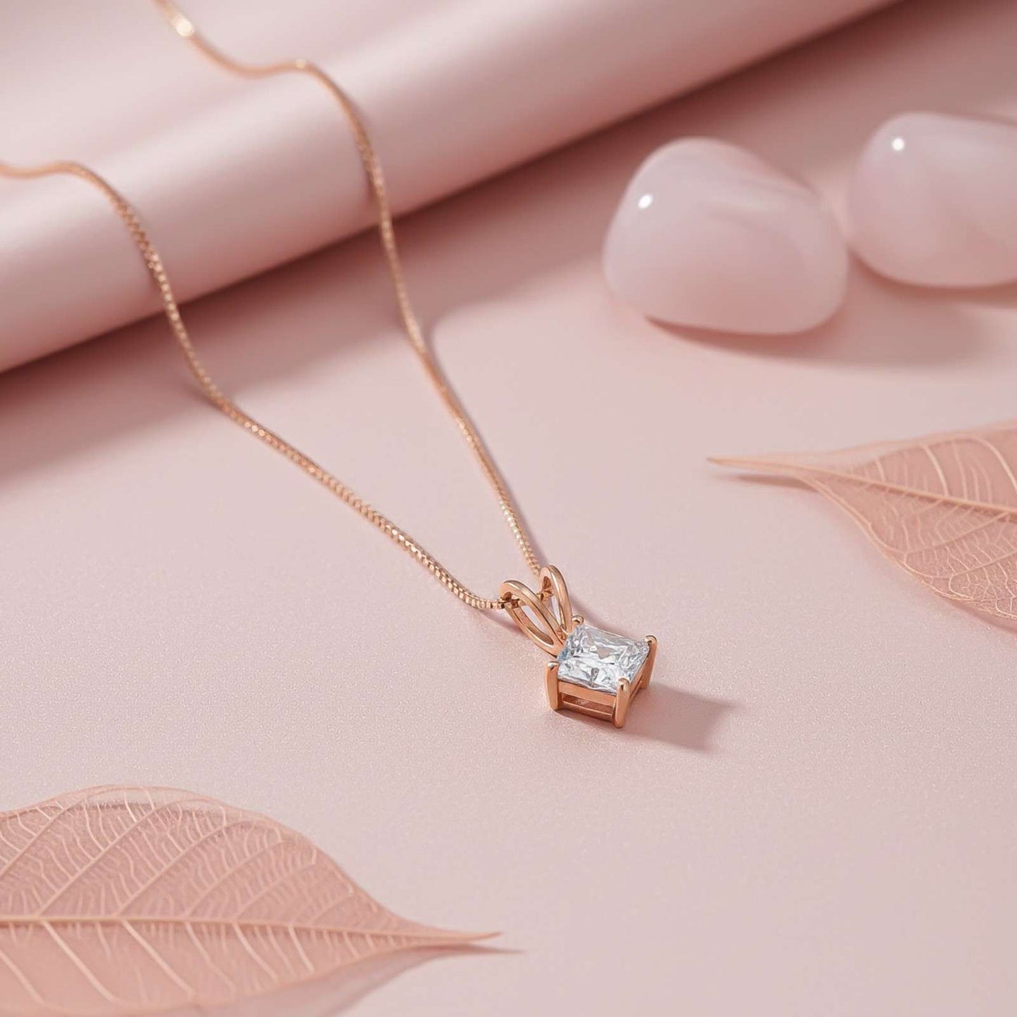 Rose Gold Princess Classic Solitaire Pendant