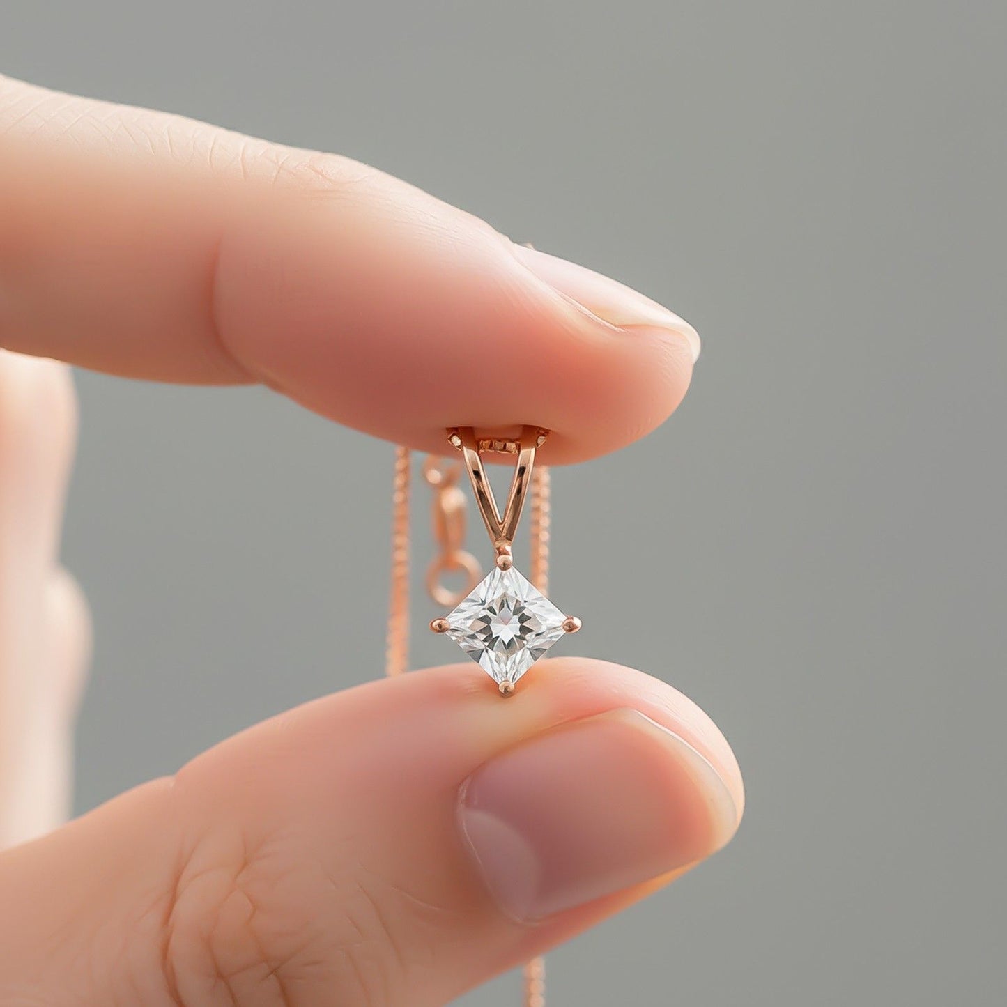 Rose Gold Princess Classic Solitaire Pendant
