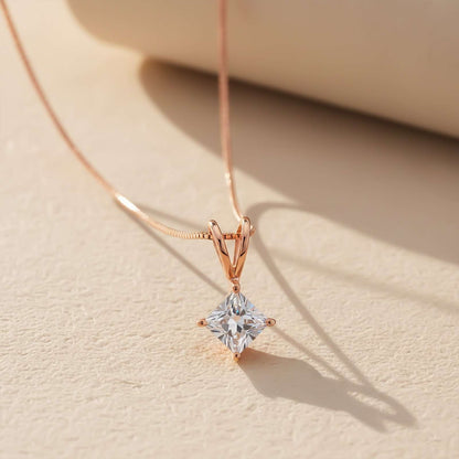 Rose Gold Princess Classic Solitaire Pendant