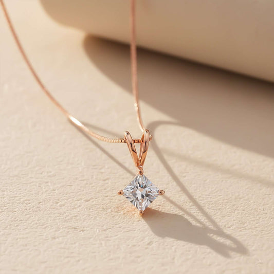 Rose Gold Princess Classic Solitaire Pendant