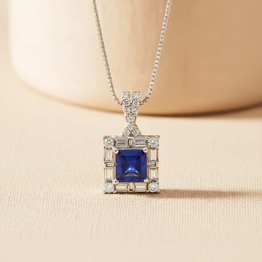 Silver Square Vintage Princess Pendant