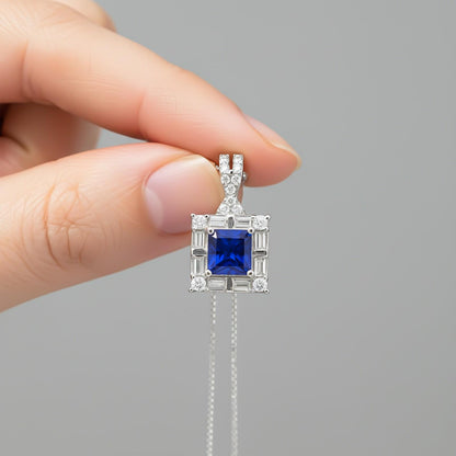 Silver Square Vintage Princess Pendant