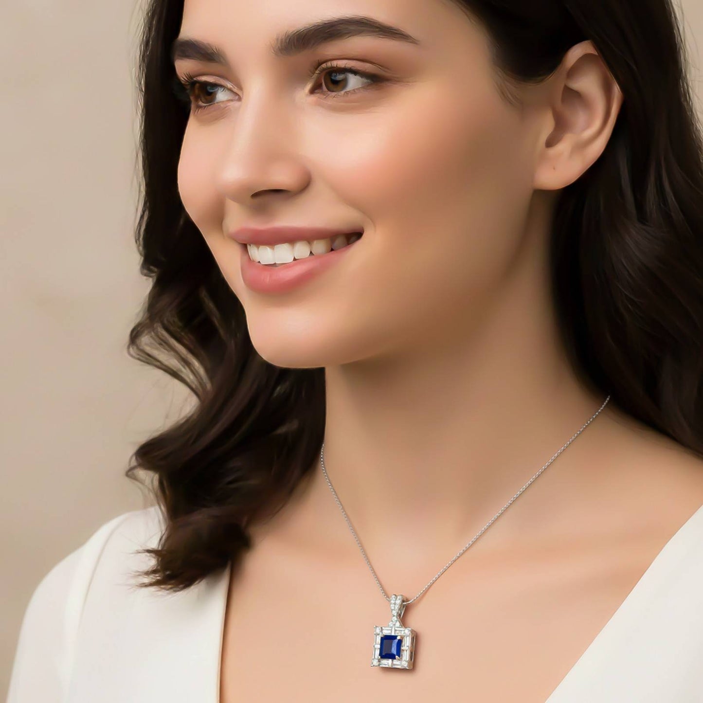 Silver Square Vintage Princess Pendant