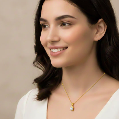 Golden Classy Solitaire Pendant