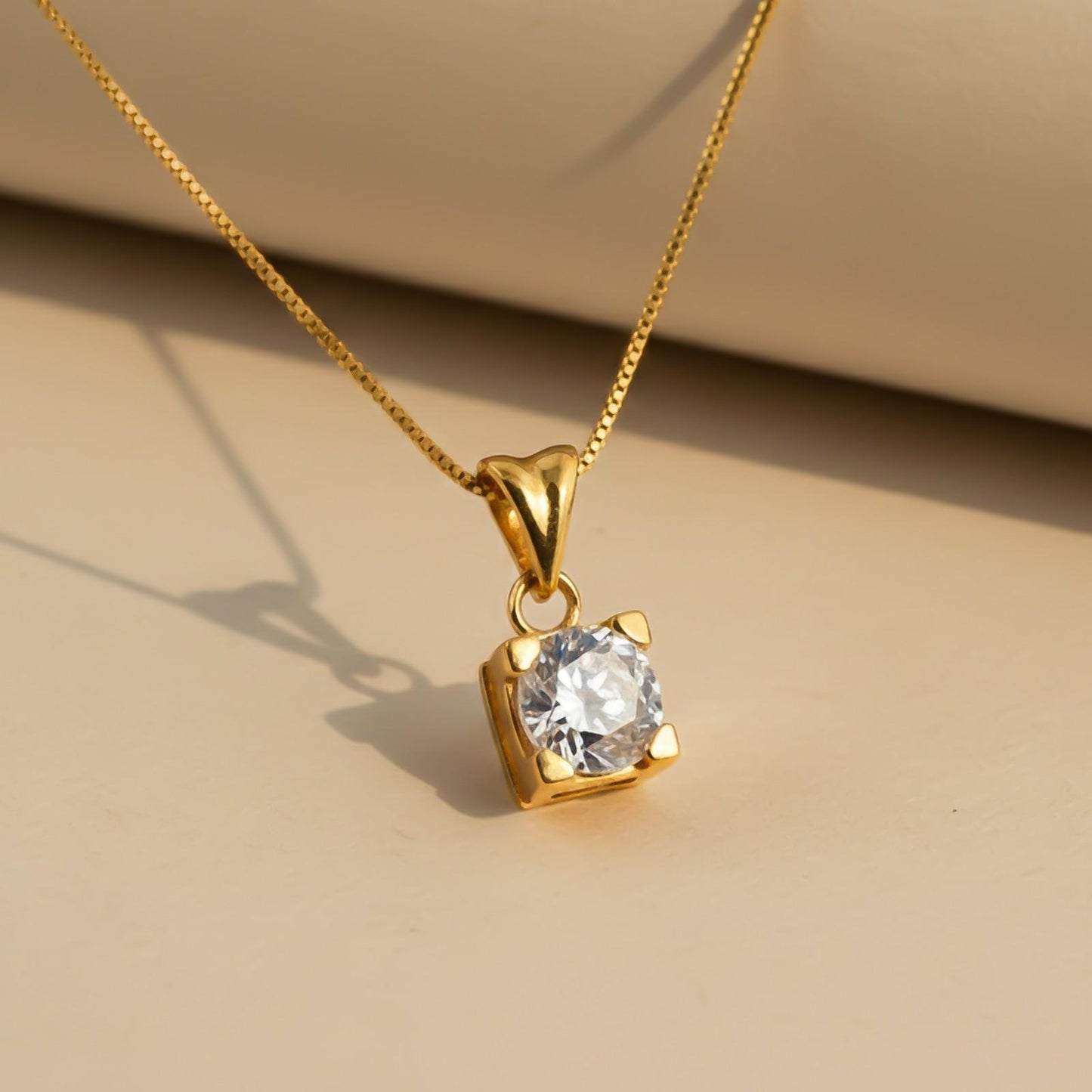 Golden Classy Solitaire Pendant