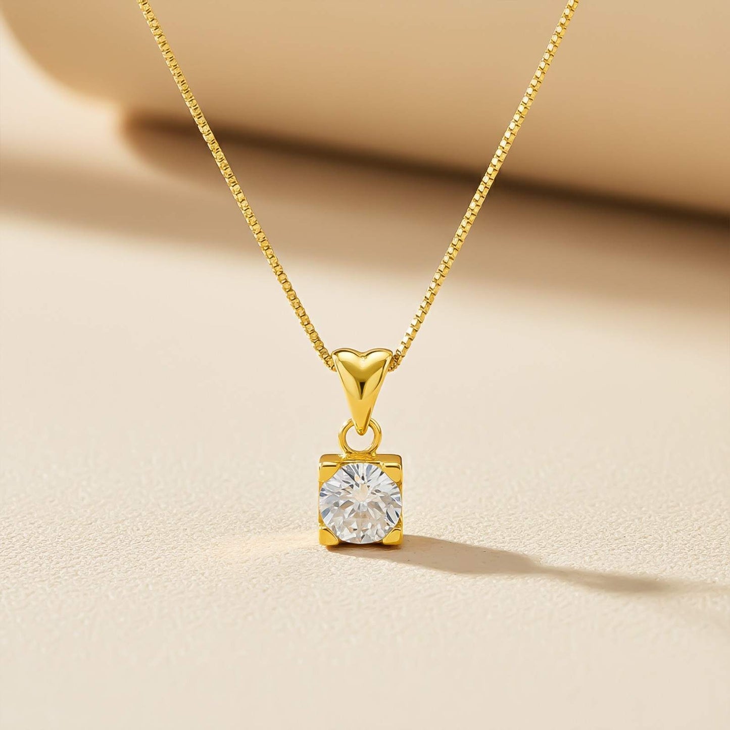 Golden Classy Solitaire Pendant