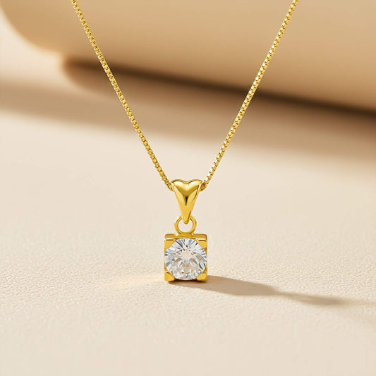 Golden Classy Solitaire Pendant