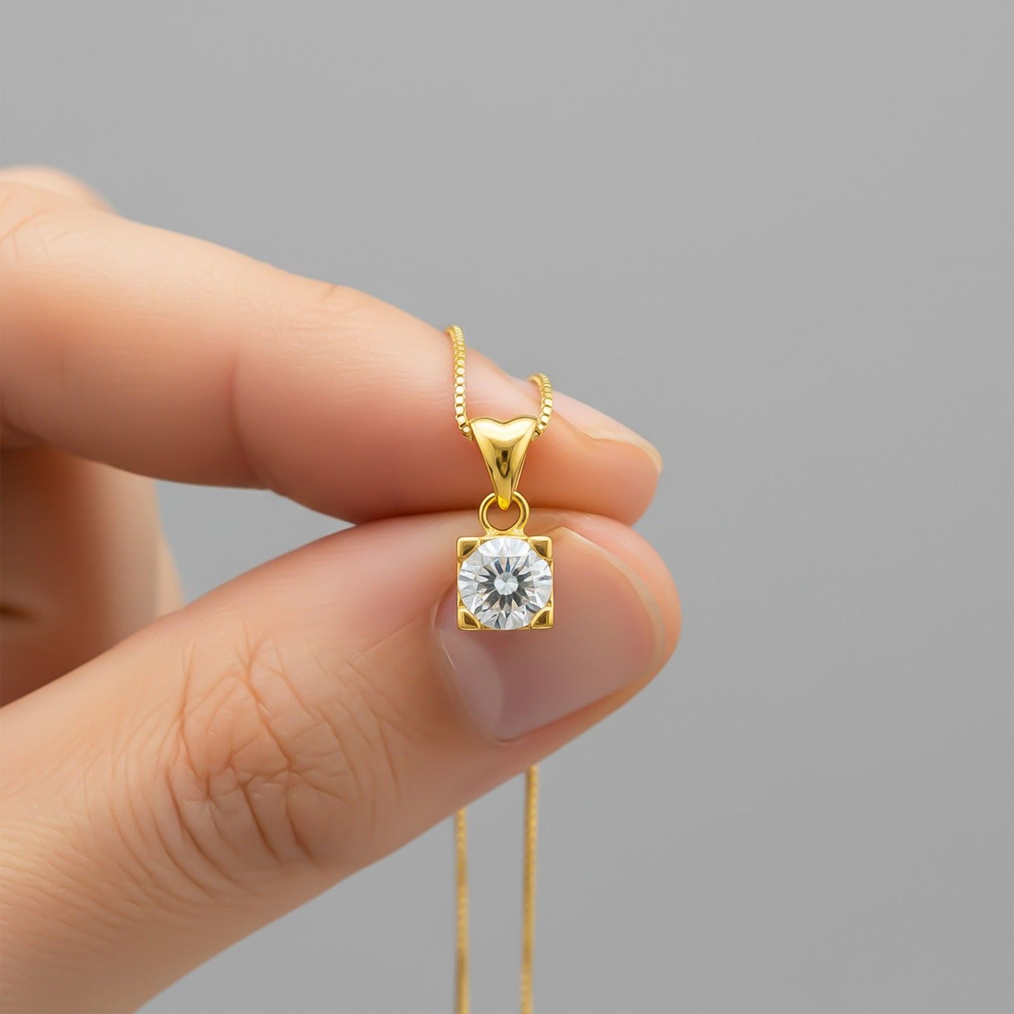 Golden Classy Solitaire Pendant