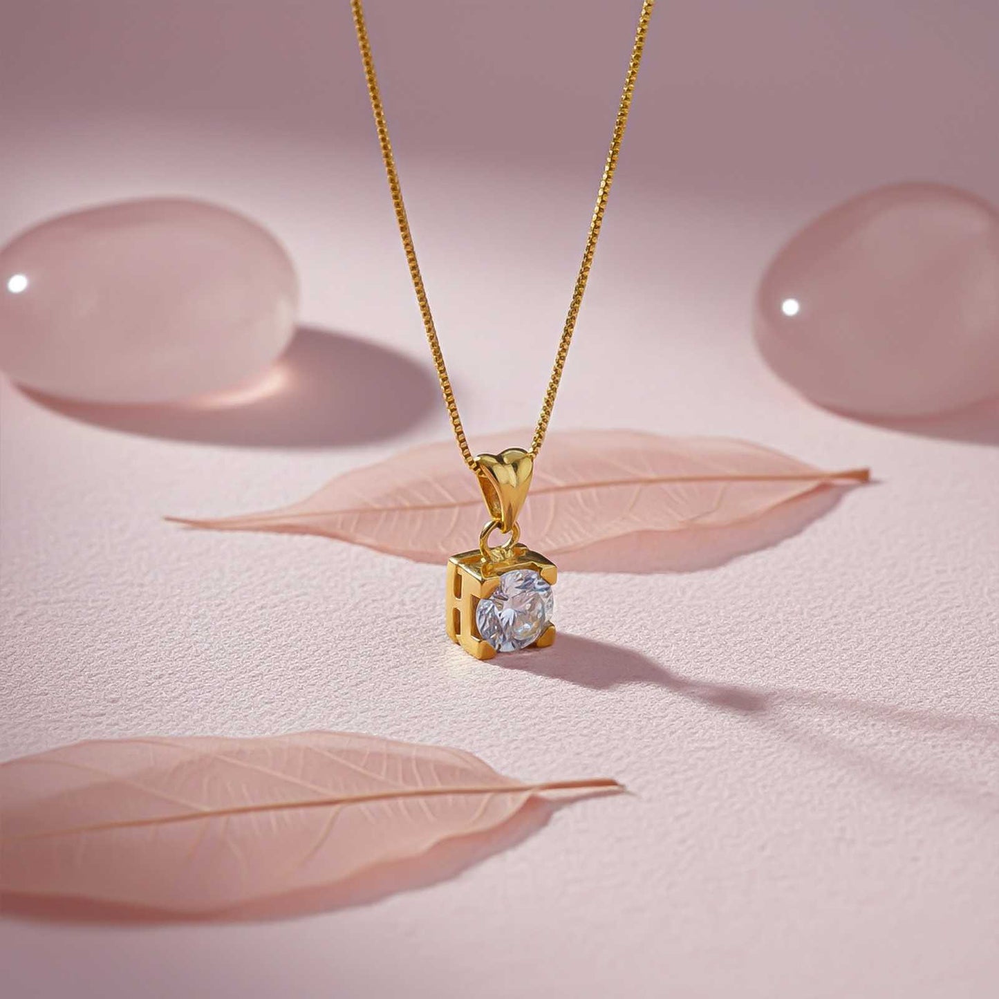 Golden Classy Solitaire Pendant