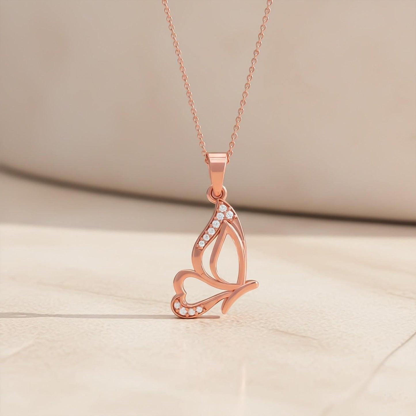 Rose Gold Butterfly Insect Theme Pendant
