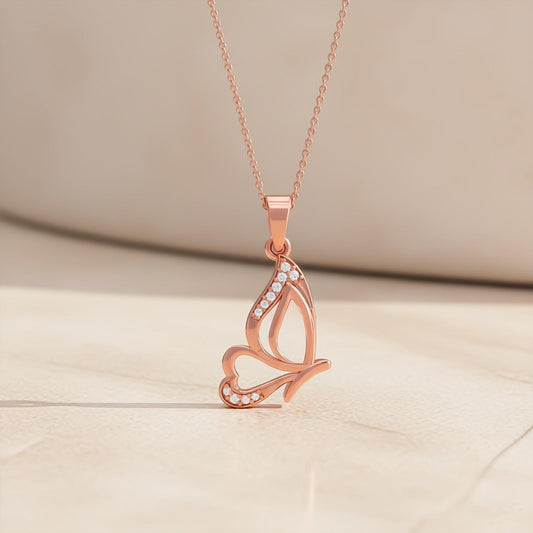 Rose Gold Butterfly Insect Theme Pendant