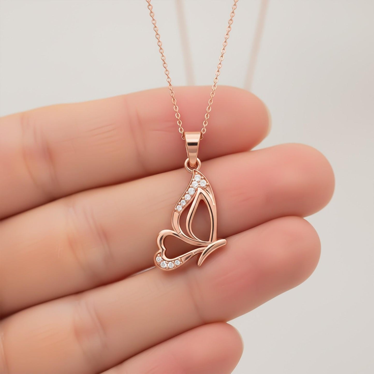 Rose Gold Butterfly Insect Theme Pendant