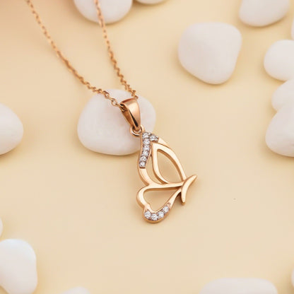 Rose Gold Butterfly Insect Theme Pendant