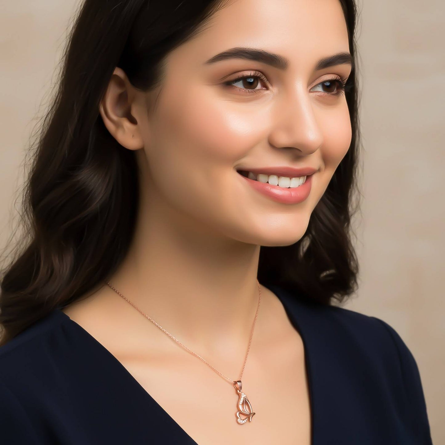 Rose Gold Butterfly Insect Theme Pendant